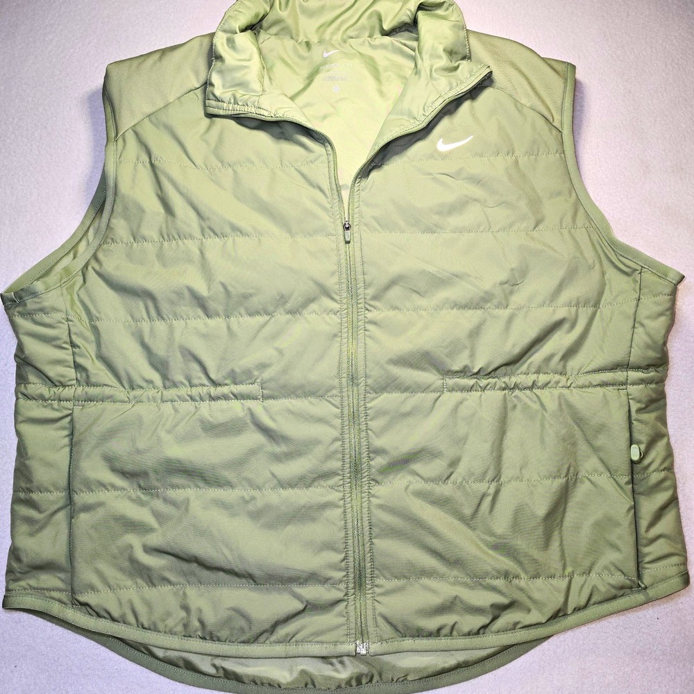 Nike Therma-FIT Swift Green Puffer Running Vest Womens XL Gorpcore Winter EUC...